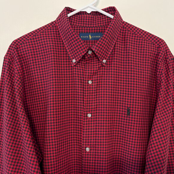 Ralph Lauren Polo Men's Classic Red/Black Gingham L/S Button-Down Shirt XL Pony - Picture 2 of 10
